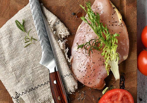 Glamour 3 Piece Professional Knife Set VG10 Damascus with Exotic Sandal Wood Handle - TRAPSKI