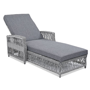 2 Pieces Long Reclining Outdoor Chaise Set with Removable Cushions – Resin Wicker
