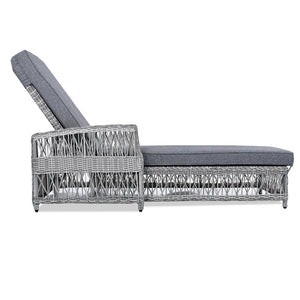 2 Pieces Long Reclining Outdoor Chaise Set with Removable Cushions – Resin Wicker