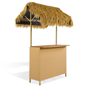 Hawaiian-Style Bar Height Patio Set with Acacia Wood Top - Natural