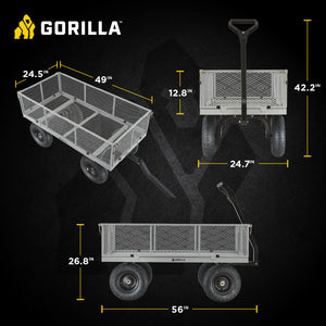 Gorilla Cart 1000 Pound Capacity Heavy Duty Steel Mesh Utility Wagon Cart, Gray
