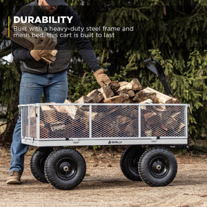 Gorilla Cart 1000 Pound Capacity Heavy Duty Steel Mesh Utility Wagon Cart, Gray