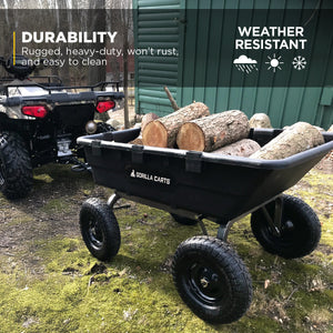 Gorilla Carts Heavy Duty Poly Yard Dump Cart Garden Wagon with 16 Inch Tires