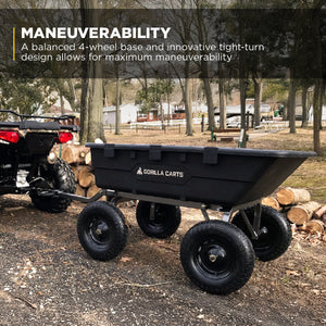 Gorilla Carts Heavy Duty Poly Yard Dump Cart Garden Wagon with 16 Inch Tires