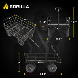 Gorilla Carts Steel Utility Cart, 9 Cubic Feet Garden Wagon with Removable Sides