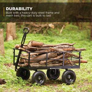 Gorilla Carts Steel Utility Cart, 9 Cubic Feet Garden Wagon with Removable Sides