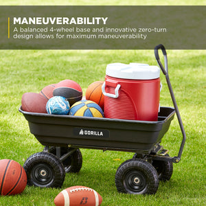Gorilla Carts Poly Garden Dump Cart Camping Beach Wagon, 600 Pound Capacity