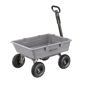 Gorilla Carts 800 Pound Capacity Heavy Duty Poly Yard Dump Utility Cart, Gray
