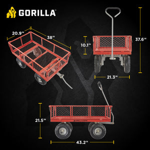 Gorilla Cart 800 Pound Capacity Heavy Duty Steel Mesh Utility Wagon Cart, Red