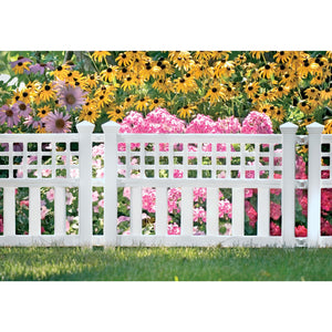 Suncast Grand View 14.5 x 24 Inch Resin Yard Garden Border Fence, White (3 Pack)