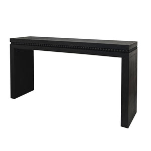 Modern Black Wood Console Table with Beaded Trim - 64in