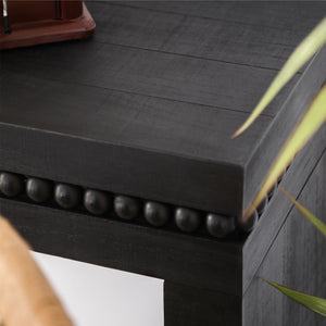 Modern Black Wood Console Table with Beaded Trim - 64in
