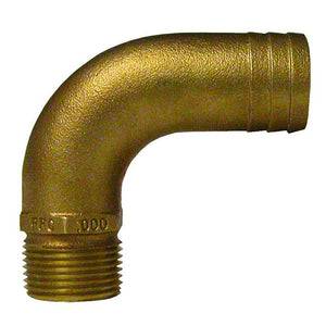 GROCO 1" NPT x 1-1/4" ID Bronze Full Flow 90 Elbow Pipe to Hose Fitting - TRAPSKI