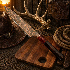 13″ Copper Damascus Gyuto Chef Knife – Octagonal Resin Handle