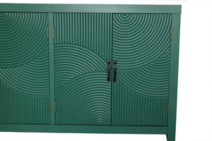 59in Green Accent Cabinet with 4 Doors - Mid Century Modern Buffet - Dark Green