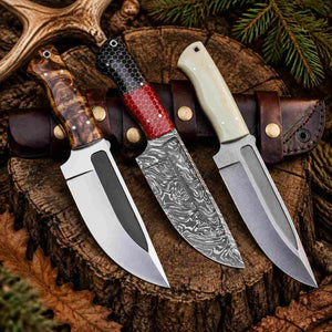 Hand Forged Damascus Hunting Knife – Handmade Fixed Blade Knife With Leather Sheath