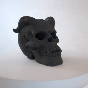 Hand-Forged Flame Skull for Fire Pits with Dramatic Flame Vents - Natural Finish