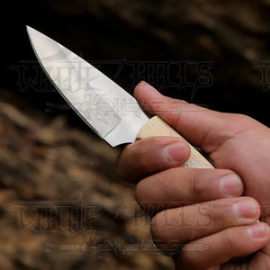 Hand Forged Full Tang Skinner Knife - Olive Wood Handle - D2 Steel- 7 inches - SK-012