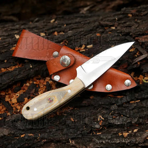 Hand Forged Full Tang Skinner Knife - Olive Wood Handle - D2 Steel- 7 inches - SK-012