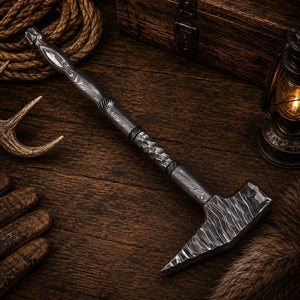 Stormforge Damascus Steel Hammer – Hand-Forged Twist Pattern Handle