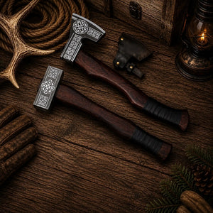 Valhalla Viking Axe & Hammer Set – 1075 Steel & Rosewood Handles