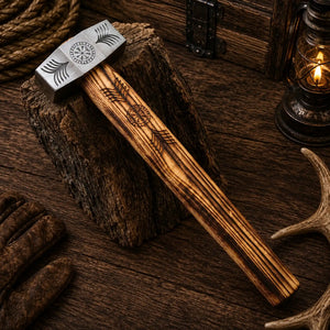 Vegvísir Viking Forged Steel Hammer – Handcrafted Ash Wood Handle