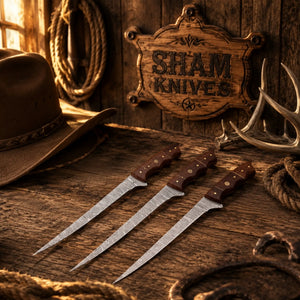 Handmade 3-Piece 13″ Damascus Fillet Knife Set – Rosewood Handles