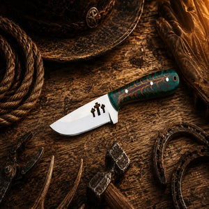 Three Cross Buckaroo Field Knife – 3.75" Handmade D2 Steel Pinecone Handle