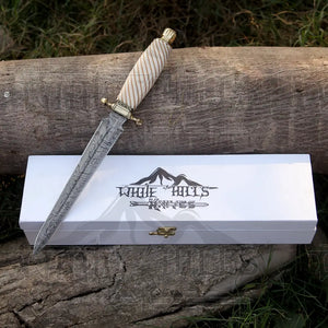 HANDMADE DAMASCUS STEEL DAGGER KNIFE - 15" Camel Bone Handle Exotic Damascus Dagger