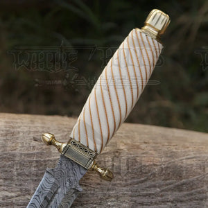 HANDMADE DAMASCUS STEEL DAGGER KNIFE - 15" Camel Bone Handle Exotic Damascus Dagger