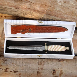 HANDMADE DAMASCUS STEEL DAGGER KNIFE - 15" Camel Bone Handle Exotic Damascus Dagger