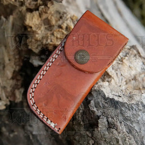 Handmade Damascus Steel Hunting Folding Knife with Pocket Clip - Camping Folding Blade With Wood Handle AT-CP