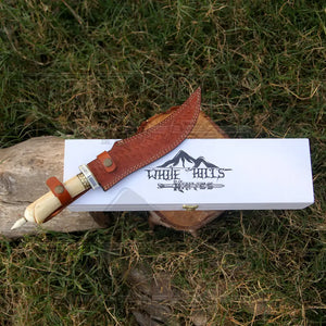 HANDMADE DAMASCUS STEEL HUNTING KNIFE - 15" Damascus Hunting KNIFE - Camel Bone Handle