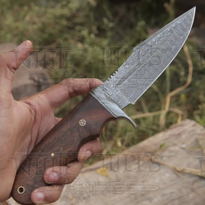 Handmade Damascus Steel Hunting Knife EDC 10” Skinner With Wood Handle