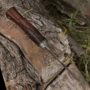 Handmade Damascus Steel Hunting Knife With Rose Wood Handle