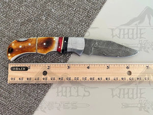 Handmade Damascus Steel Hunting Pocket Knife Camping Folding Blade With Cocobolo Wood Handle WH 4426