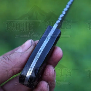 Handmade Damascus Steel Knife - Buffalo Horn Handle - 5" Full Tang Hunting & Camping Knife - SK-028