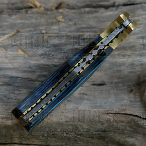 HANDMADE DAMASCUS STEEL POCKET KNIFE - Folding Knife- Stain Wood Handle With Engraved Brass Eagle Bolster WH 5050