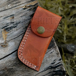 HANDMADE DAMASCUS STEEL POCKET KNIFE - Folding Knife- Stain Wood Handle With Engraved Brass Eagle Bolster WH 5050