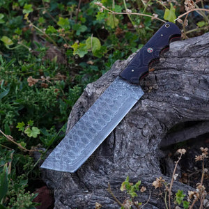Handmade Damascus Steel Warrior Tanto Knife - Rosewood Handle