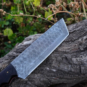 Handmade Damascus Steel Warrior Tanto Knife - Rosewood Handle