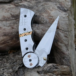 Handmade Folding Pocket Knife - 8" Handmade Gift Knife - Semi Stainless - Camping Pocket Knife