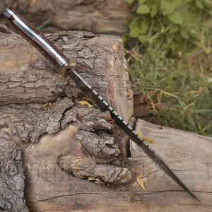 Handmade Forged Damascus Steel Hunting Bowie Rambo Knife With Wood Handle WH 4409