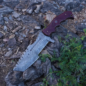 Handmade Forged Damascus Steel Tracker Knife - Hunting Camping Knife With Resin Handle