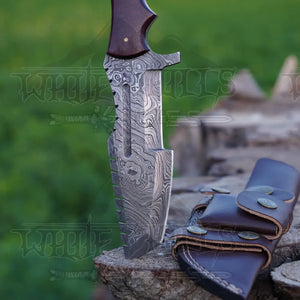 Handmade Forged Damascus Steel Tracker Knife - Hunting Camping Knife With Resin Handle