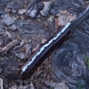 Handmade Forged Damascus Steel Tracker Knife - Hunting Camping Knife With Resin Handle