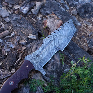 Handmade Forged Damascus Steel Tracker Knife - Hunting Camping Knife With Resin Handle