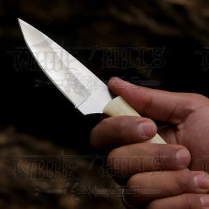 Handmade Forged Full Tang Skinner Knife - Camel Bone Handle - D2 Steel- 7 inches - SK-010