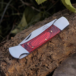 Handmade Pocket Knife with Pakkawood Handle & Sheath Personalized - TRAPSKI