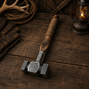 Mjölnir Viking Hammer – Handmade 18″ Norse Décor with Rope Grip